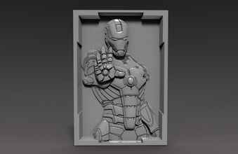 iron man bas-relief cnc stark spiderman avengers marvel logo sign 3d print model - Mito3D
