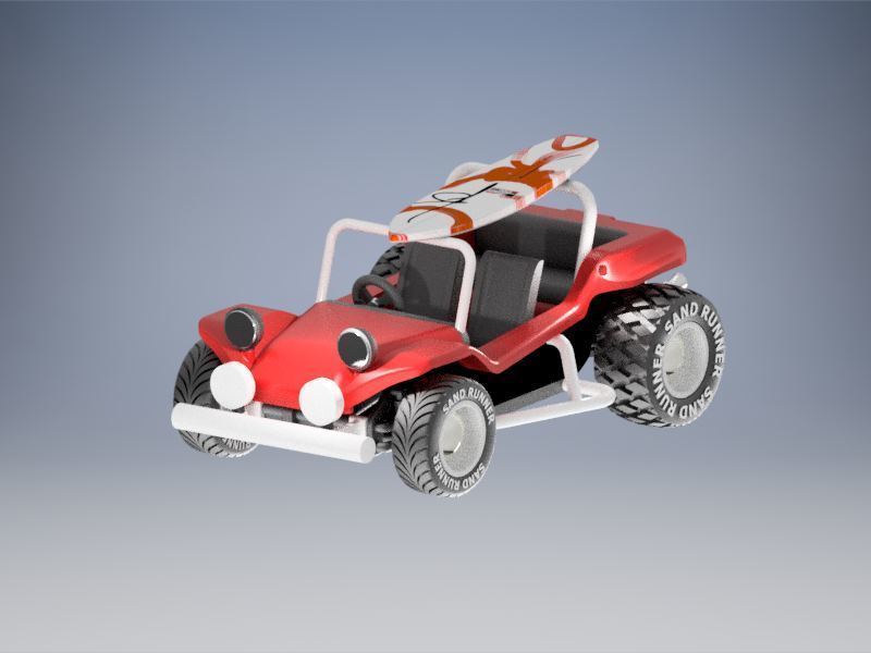 plage petit chariot automobile autodesk inventeur auto Assemblée obligatoire radieux voiture meyers manx Meyers beach buggy 3D print model - Mito3D