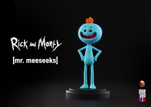 Rick Morty mr meeseeks Highpoly Statue Zahl morty smith rick sanchez Rickandmorty and me6 3d print model - Mito3D