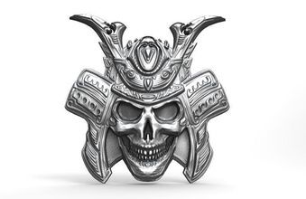 samurai skull pendant art fashion warrior jewelry 3d print model - Mito3D