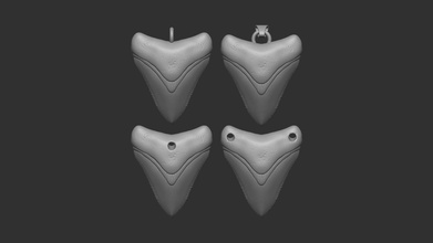 megalodon tooth necklace pendant 4 variations prehistoric shark 3d print model - Mito3D