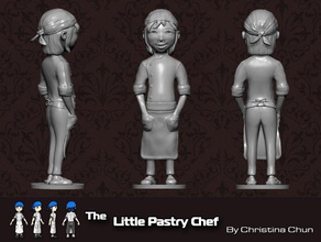 chef pastelaria pinshape brinquedo escultura garota presente figurine figura cozinhar 3d print model - Mito3D