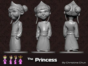 princesa pinshape juguete escultura niña girly regalo estatuilla figura vestido lindo niños niño 3d print model - Mito3D