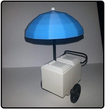 push cart stand pinshape wheeled vendor vending umbrella ice cream hot dog 3d print model - Mito3D