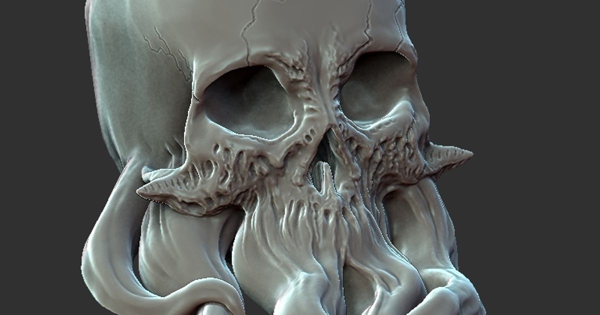 tentacle skull jeff download free stl model printablescom 3d models art & design sculptures 3D print model - Mito3D