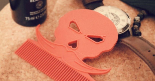 badass skull moustache beard comb weirdswiss download free stl model printablescom 3d models household bathroom 3d print model - Mito3D