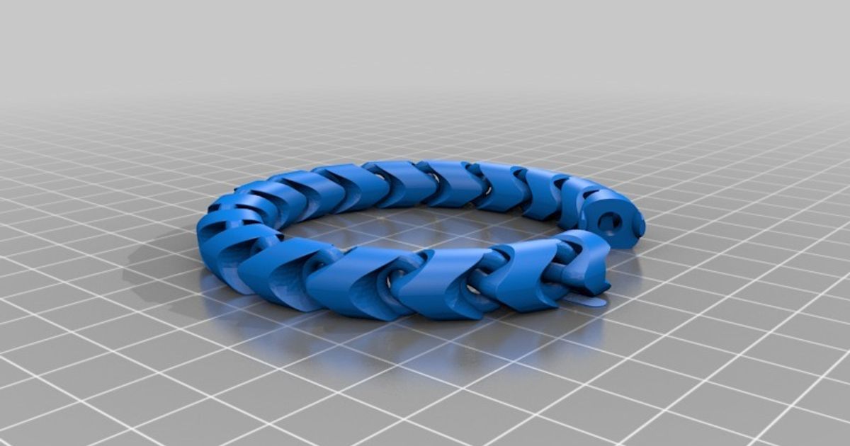 snakez bracelet - 16 links version blackfede download free stl model printablescom 3d models fashion accessories chain link snake 3D print model - Mito3D