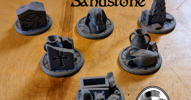 objective markers - ancient sandstone sablebadger download free stl model printablescom 3d models toys & games 28mm 32mm egyptian marker miniatures 3d print model - Mito3D