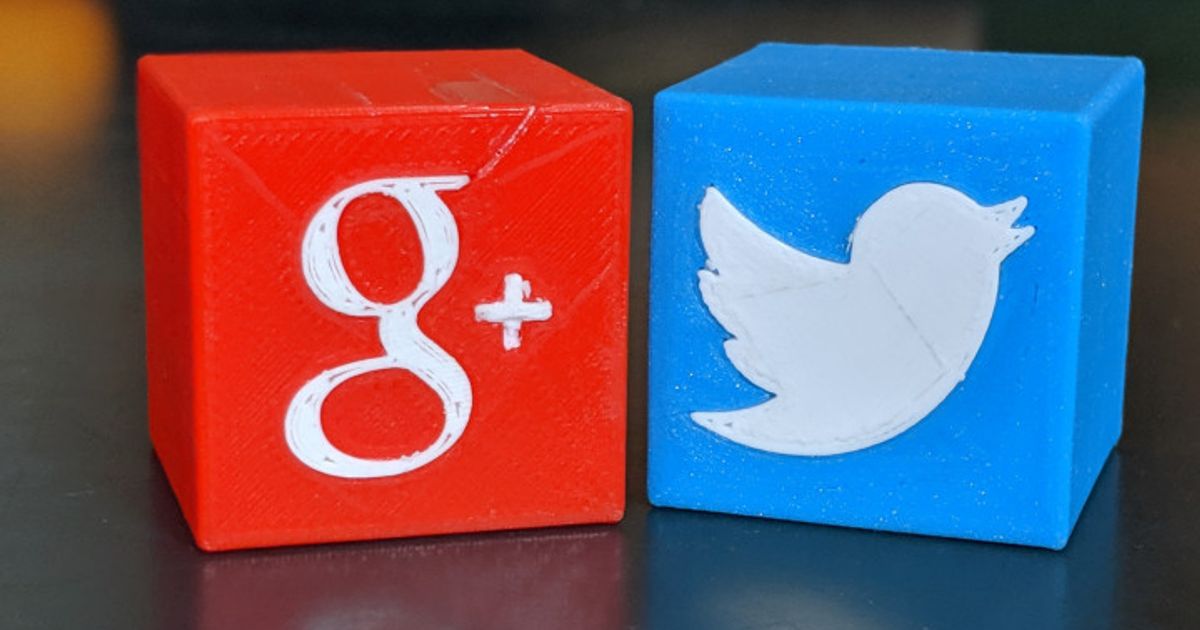 Twitter google + ícone aplicativo max chaves fer baixar livre stl modelo printablescom 3d modelos arte Projeto 2d pratos logotipos 3D print model - Mito3D