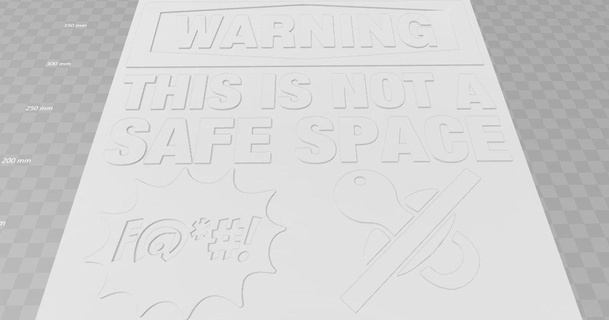 warning - safe space sign becker thorne download free stl model printablescom 3d models art & design 2d plates logos signage warningsign 3d print model - Mito3D