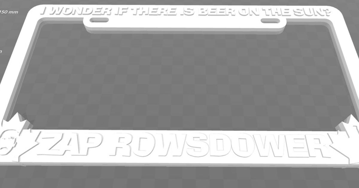 zap rowsdower - wonder beer sun license plate frame mst3k becker thorne download free stl model printablescom 3d models art & design 2d plates logos 3D print model - Mito3D