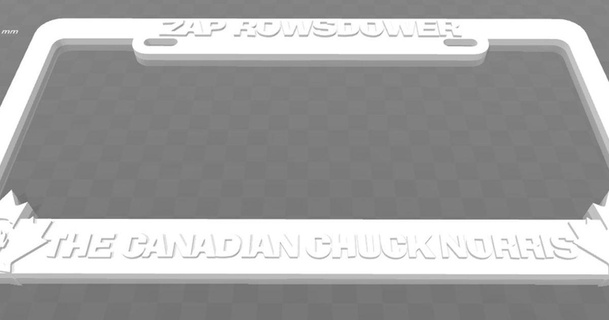 zap rowsdower - canadian chuck norris license plate frame mst3k becker thorne download free stl model printablescom 3d models art & design 2d plates logos 3d print model - Mito3D