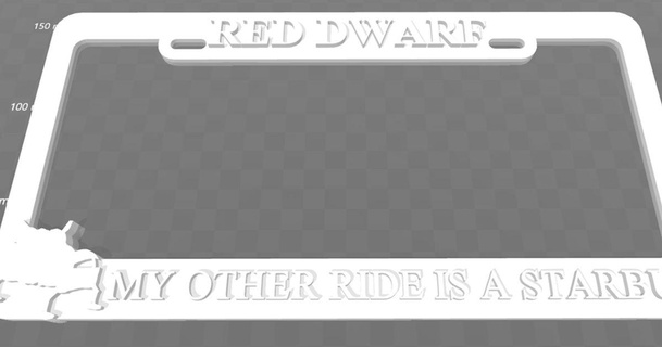 red dwarf - ride starbug license plate frame becker thorne download free stl model printablescom 3d models printers test reddwarf 3d print model - Mito3D