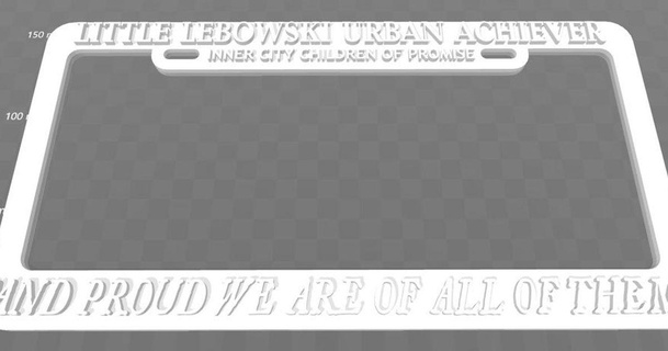 lebowski urban achiever license plate frame big becker thorne download free stl model printablescom 3d models art & design 2d plates logos thebiglebowski 3d print model - Mito3D