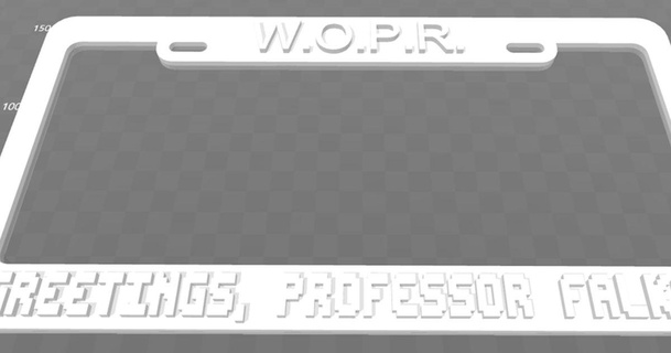 wopr - professor falken license plate frame becker thorne download free stl model printablescom 3d models art & design 2d plates logos wargames 3d print model - Mito3D