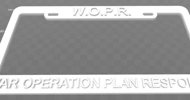 wopr - war operation plan response license plate frame becker thorne download free stl model printablescom 3d models art & design 2d plates logos wargames 3d print model - Mito3D