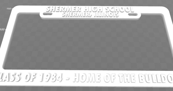 shermer ill - class 1984 bulldogs license plate frame becker thorne download free stl model printablescom 3d models art & design 2d plates logos 1980s 80s breakfastclub 3d print model - Mito3D
