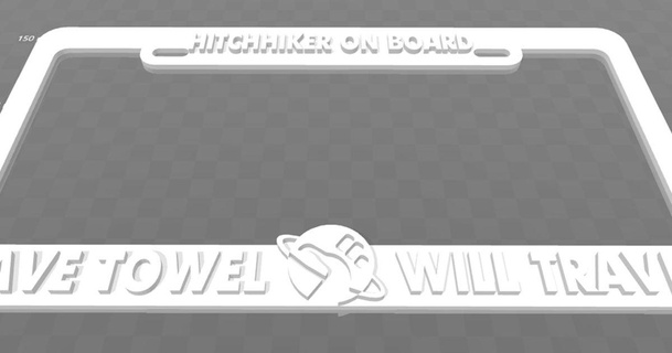 hitchhiker board - towel travel license plate frame becker thorne download free stl model printablescom 3d models art & design 2d plates logos hitchhikers hitchhikersguide 3d print model - Mito3D