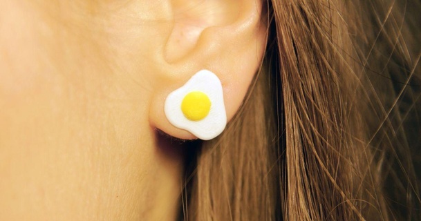 egg earring jakned download free stl model printablescom 3d models fashion women breakfast earrings eggs 3d print model - Mito3D