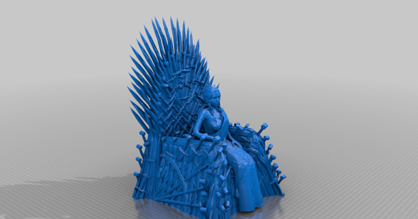 Daenerys sitzt Eisen Thron Peter Abschied download frei stl Modell Printablescom 3d Modelle Kunst Design Skulpturen Targaryen Game of Thrones sitzend Schwerter 3d print model - Mito3D