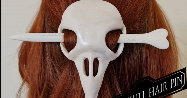 pássaro crânio cabelo PIN tomman204 baixar livre stl modelo printablescom 3d modelos fantasias acessórios cosplay animalskull osso cosplayprop 3d print model - Mito3D
