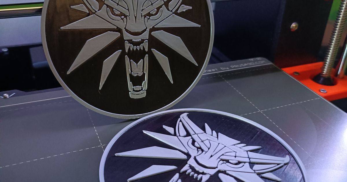 witcher coasters zakl sk podt cky luk purnoch download free stl model printablescom 3d models art & design 2d plates logos coaster netflix podtacek wolf 3D print model - Mito3D