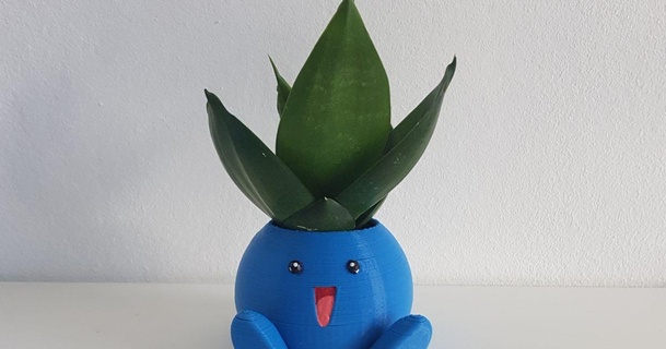 happy oddish planter thanh3d download free stl model printablescom 3d models household decor pokemon pot vase 3d print model - Mito3D