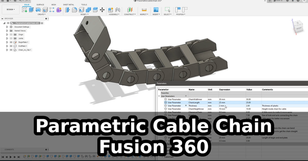parametric drag cable chain fusion 360 gatze download free stl model printablescom 3d models hobby & makers electronics cablemanagement 3d print model - Mito3D