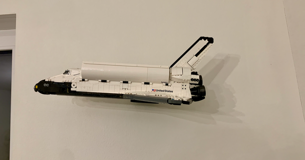 lego discovery space shuttle wall-mount - support newteq download free stl model printablescom 3d models art & design wall-mounted legocompatible spaceship wallmount 3d print model - Mito3D