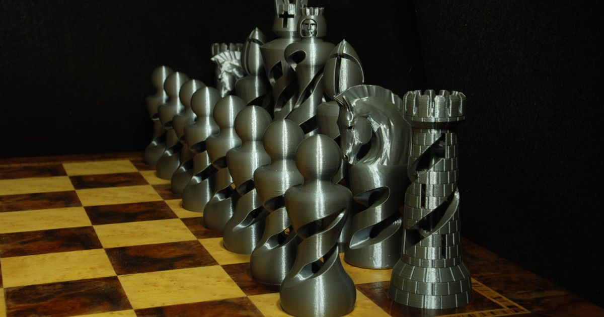 organic chess set ntx9 download free stl model printablescom 3d models toys & games board king knight queen bishop 3D print model - Mito3D