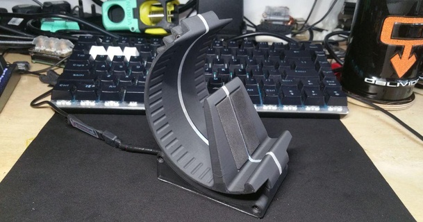 cyberpunk style geared phone stand squirrelbrain download free stl model printablescom 3d models gadgets portable devices iphone iphonestand phonestand rgb 3d print model - Mito3D