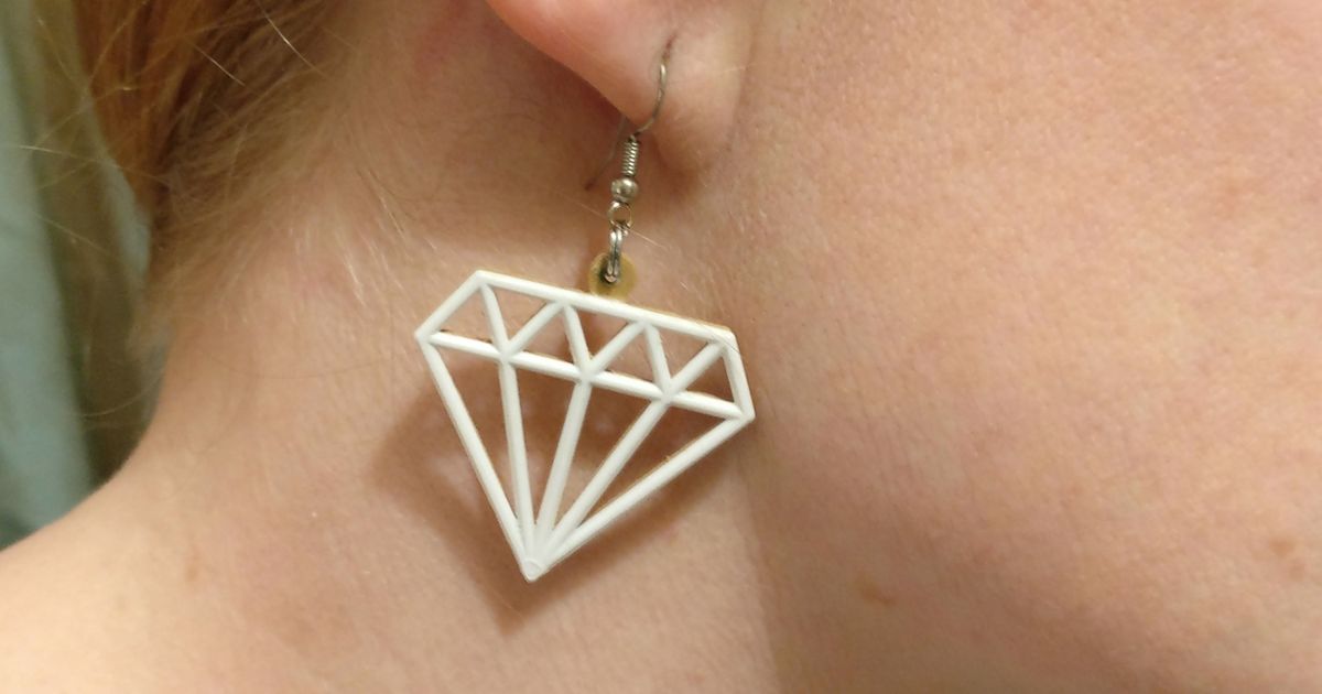 diamond earrings subsite download free stl model printablescom 3d models fashion women dualcolor earring jewellery 3D print model - Mito3D