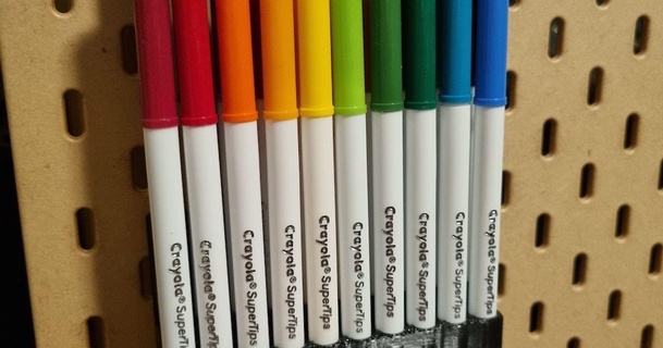ikea sk dis crayola supertips holder - universal hook impoze download free stl model printablescom 3d models hobby & makers organizers ikeaskadis skadis 3d print model - Mito3D