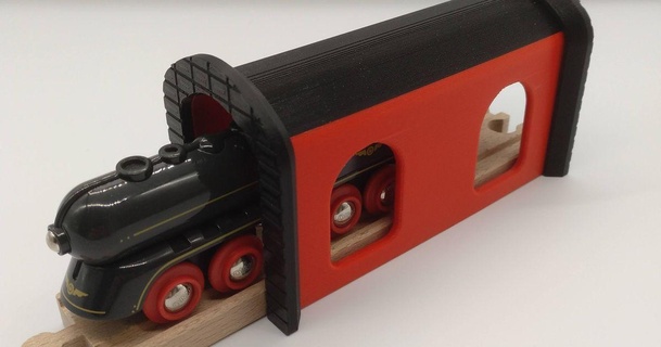 madera entrenar túnel imprimir descargar gratis stl modelo imprimiblescom 3d modelos juguetes juegos brio briotraintrack ikea tren 3d print model - Mito3D