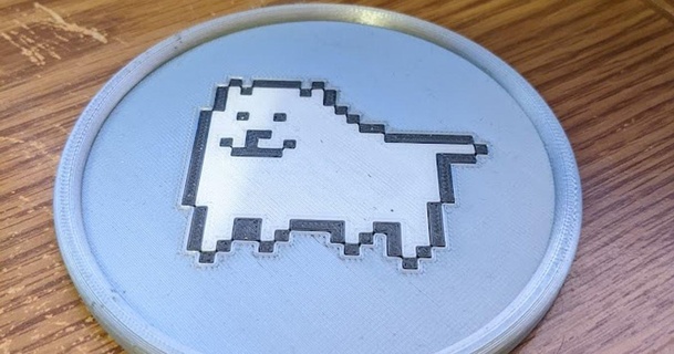 undertale annoying dog coaster multi-color jessejohn01 download free stl model printablescom 3d models gadgets video games 3d print model - Mito3D