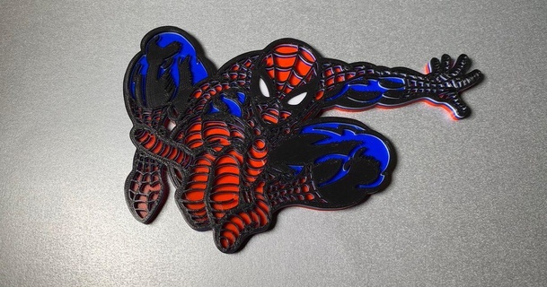 spiderman colour print plaque ir blinx download free stl model printablescom 3d models art & design 2d plates logos spidey 3d print model - Mito3D