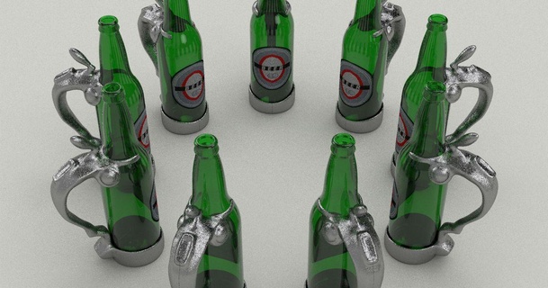 bottle stein ubermeisters download free stl model printablescom 3d models household kitchen beer glass soda 3d print model - Mito3D
