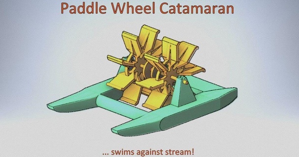 paddle wheel catamaran - swims stream fgebhart download free stl model printablescom 3d models learning engineering boat engineeringproject experiment makeredchallenge2 3d print model - Mito3D