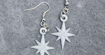 starflake star pendant earrings printfutura download free stl model printablescom 3d models fashion women christmasornament compass holiday jewelry 3d print model - Mito3D