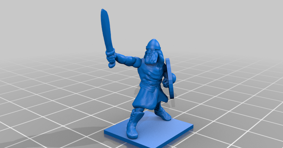 antiguidade gótico médio infantaria comando cara feira baixar livre stl modelo printablescom 3d modelos brinquedos jogos 20mm 25mm bárbaro comandante 3D print model - Mito3D