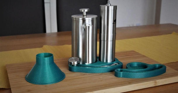 coffee grinder tray halter french press & kaffeem hle flatsixguy download free stl model printablescom 3d models household kitchen funnel kaffee 3d print model - Mito3D