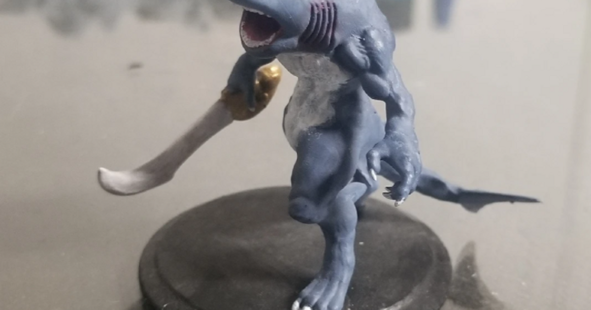 wereshark - lycanthrope 28mm tableforge 3d download free stl model printablescom models toys & games board dnd mini tabletop 3D print model - Mito3D