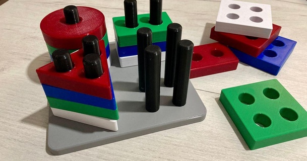 Montessori çocuklar oyun tabak şekiller wp usta indir Bedava stl model printablescom 3d modeller oyuncaklar oyunlar öğrenme eğitici mantık 3d print model - Mito3D