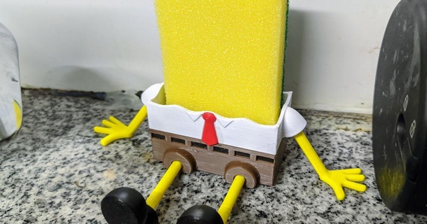 sponge bob dishwashing holder multicolor mmu glezz download free stl model printablescom 3d models household kitchen 3d print model - Mito3D