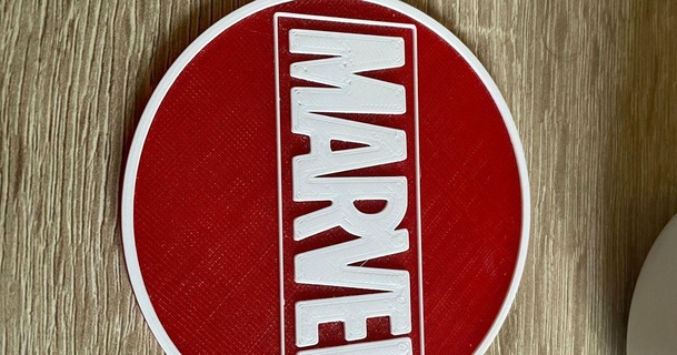 coaster marvel logo - multimaterial majkl download free stl model printablescom 3d models art & design 2d plates logos 3d print model - Mito3D