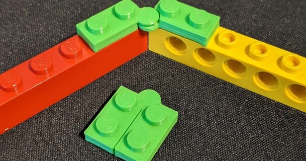 lego compatible hinge plate 2x2 prints place flwe download free stl model printablescom 3d models toys & games building 3d print model - Mito3D