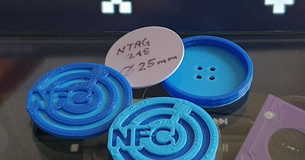 nfc button integrated 25mm chip ixpatch download free stl model printablescom 3d models fashion accessories coin rfid accessory 3d print model - Mito3D
