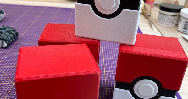pokemon card box pokeball style tonyk download free stl model printablescom 3d models hobby & makers organizers cardbox organiser organizer 3d print model - Mito3D