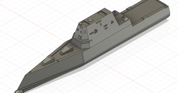 zumwalt-class guided missile destroyer model talon download free stl printablescom 3d models toys & games vehicles navy ship stealth zumwalt 3d print model - Mito3D