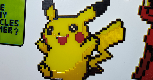 Pixel art Pikachu mmu oscillations Télécharger libre stl modèle imprimablescom 3d modèles conception 2d assiettes logos Pokémon Pokemongo 3d print model - Mito3D